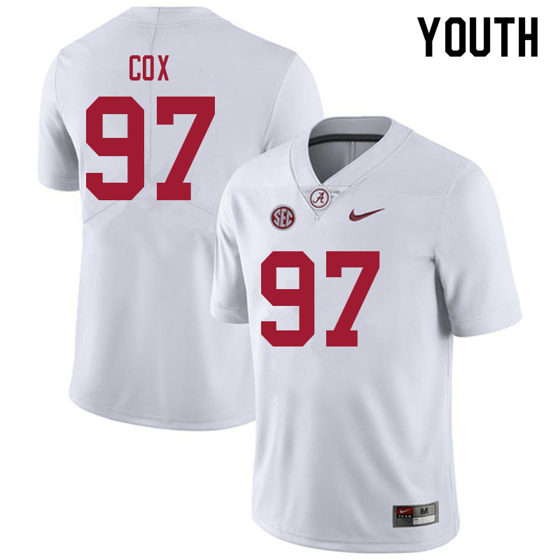 Alabama Crimson Tide Youth Keelan Cox #97 White NCAA Nike Authentic Stitched 2021 College Football Jersey ZQ16X68PM